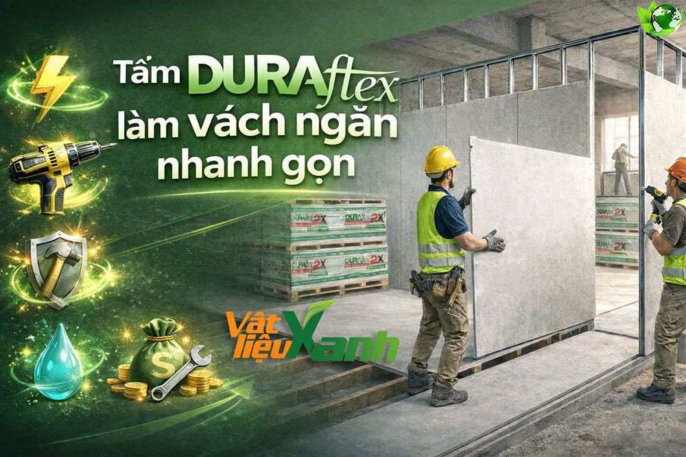 tấm duraflex 2x làm vách ngăn