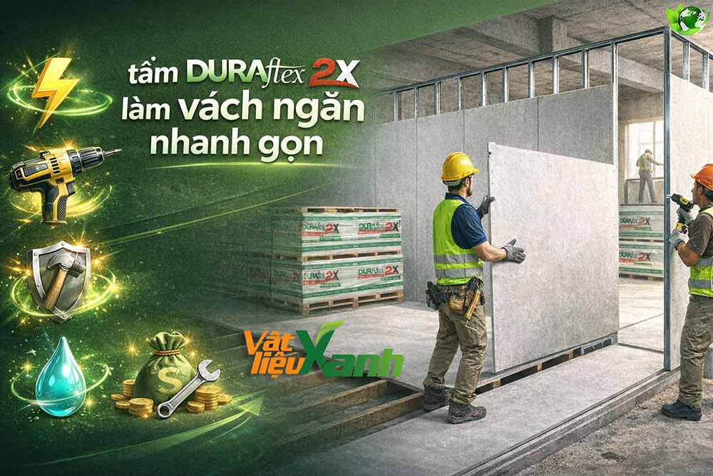 tấm duraflex 2x làm vách ngăn